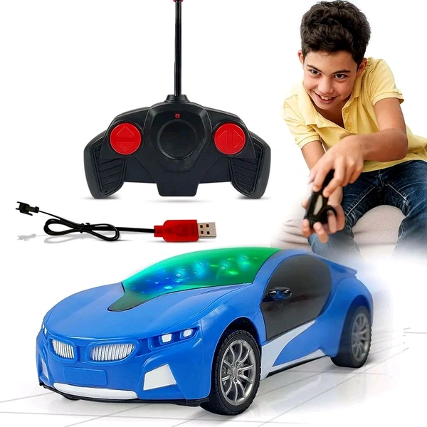 Patna Toys Scale Remote Controlled Rechargeable Famous Sports Car with 3D Flashing Lights On Roof for Kids ( Blue)


