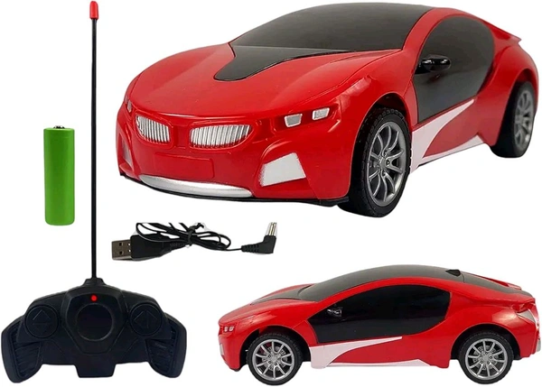 Patna Toys Scale Remote Controlled Rechargeable Famous Sports Car with 3D Flashing Lights On Roof for Kidsb (Red)

