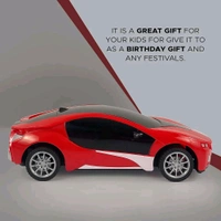 Patna Toys Scale Remote Controlled Rechargeable Famous Sports Car with 3D Flashing Lights On Roof for Kidsb (Red)

