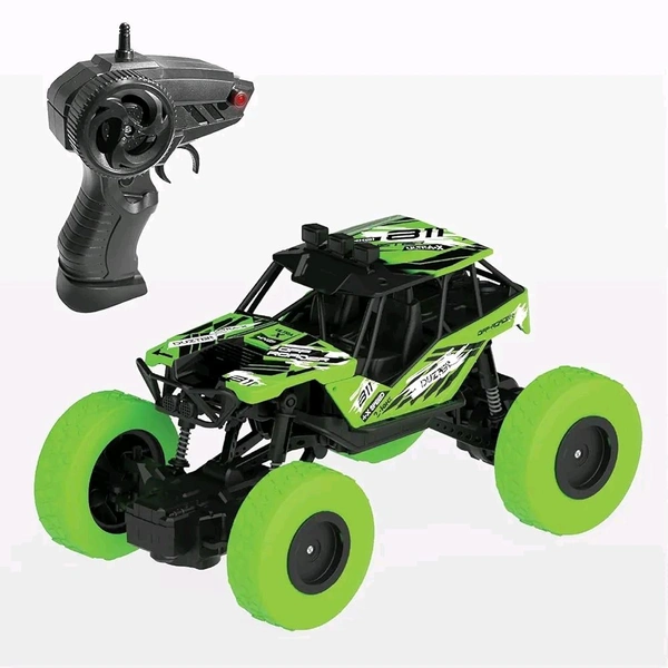 Patna Toys Remote Control Rock Crawler | 4x4 Off-Road Monster Truck | Rechargeable RC Rock Climber Car with Metal Alloy Body | High-Speed 4-Wheel Drive Off-Road Vehicle for Kids (Green)