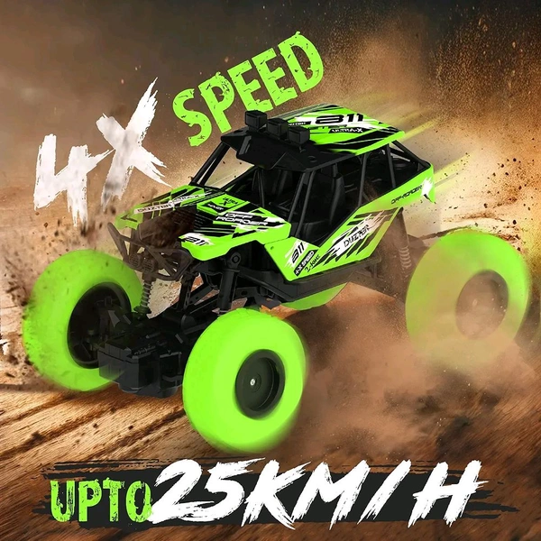 Patna Toys Remote Control Rock Crawler | 4x4 Off-Road Monster Truck | Rechargeable RC Rock Climber Car with Metal Alloy Body | High-Speed 4-Wheel Drive Off-Road Vehicle for Kids (Green)