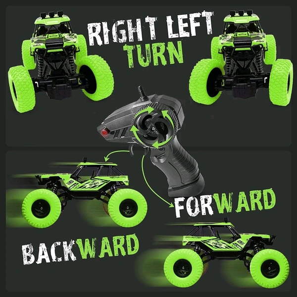 Patna Toys Remote Control Rock Crawler | 4x4 Off-Road Monster Truck | Rechargeable RC Rock Climber Car with Metal Alloy Body | High-Speed 4-Wheel Drive Off-Road Vehicle for Kids (Green)