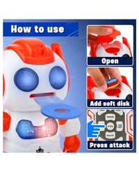 Patna Toys Wiser Robot 3 Year And Up Infrared Remote Control Robot Toy Programmable Flying Saucer Throwing Robot Battle Toy

