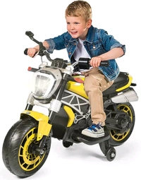 HOT GARAGE Hot Garage Kids Electric Ride On Bike for 3, 4, 5, 6, 7, 8 Year Boys & Girls | Birthday Gift | Bikes for Kids to Ride | Hand Accelerator | 3-5 Years | 6-8 Year | Boys Riding Bike (Yellow)