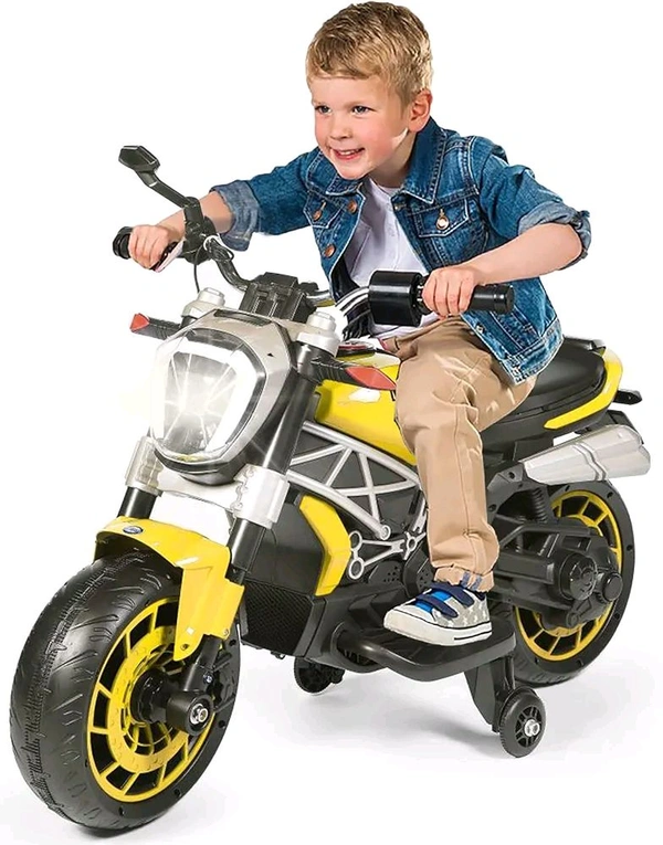 HOT GARAGE Hot Garage Kids Electric Ride On Bike for 3, 4, 5, 6, 7, 8 Year Boys & Girls | Birthday Gift | Bikes for Kids to Ride | Hand Accelerator | 3-5 Years | 6-8 Year | Boys Riding Bike (Yellow)