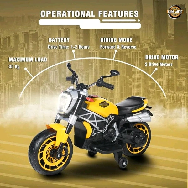 HOT GARAGE Hot Garage Kids Electric Ride On Bike for 3, 4, 5, 6, 7, 8 Year Boys & Girls | Birthday Gift | Bikes for Kids to Ride | Hand Accelerator | 3-5 Years | 6-8 Year | Boys Riding Bike (Yellow)