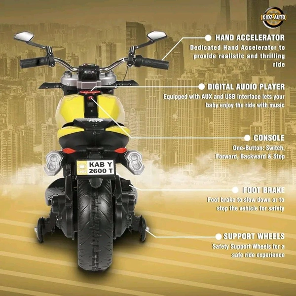 HOT GARAGE Hot Garage Kids Electric Ride On Bike for 3, 4, 5, 6, 7, 8 Year Boys & Girls | Birthday Gift | Bikes for Kids to Ride | Hand Accelerator | 3-5 Years | 6-8 Year | Boys Riding Bike (Yellow)