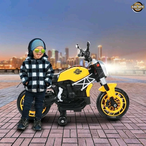 HOT GARAGE Hot Garage Kids Electric Ride On Bike for 3, 4, 5, 6, 7, 8 Year Boys & Girls | Birthday Gift | Bikes for Kids to Ride | Hand Accelerator | 3-5 Years | 6-8 Year | Boys Riding Bike (Yellow)