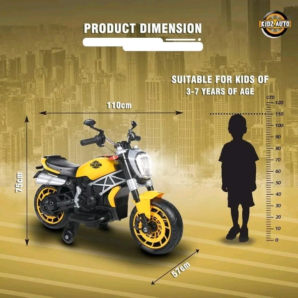 HOT GARAGE Hot Garage Kids Electric Ride On Bike for 3, 4, 5, 6, 7, 8 Year Boys & Girls | Birthday Gift | Bikes for Kids to Ride | Hand Accelerator | 3-5 Years | 6-8 Year | Boys Riding Bike (Yellow)