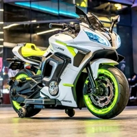 HOT GARAGE Hot Garage R9 Rechargeable PL 6655 12V Battery Operated Ride On Bike for Kids, Fun Electric Bike for Outdoor Adventures | Safe and Fun Kids' Ride-On Toy |1 to 6 Years Green & White