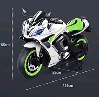 HOT GARAGE Hot Garage R9 Rechargeable PL 6655 12V Battery Operated Ride On Bike for Kids, Fun Electric Bike for Outdoor Adventures | Safe and Fun Kids' Ride-On Toy |1 to 6 Years Green & White
