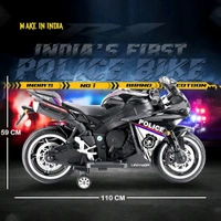 HOT GARAGE Hot Garage R1 Police Electric Rechargeable 12V Battery Operated Ride On Bike for Kids with Hand Accelerator 2 to 7 Years - (Black Painted)

