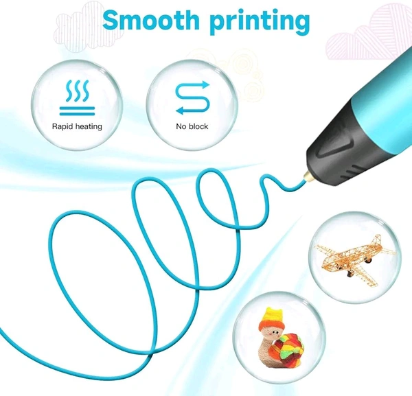 3D Pen, 3D Printing Pen, Easy Safe Creative 3D Writing Printer, 3D Doodle Printer Pen, 3D Art Printing Printer Pens, Educational Gift for Kids, Include 3 Colors PLA Filament Refills
