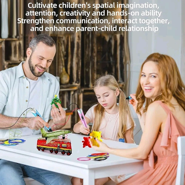 3D Pen, 3D Printing Pen, Easy Safe Creative 3D Writing Printer, 3D Doodle Printer Pen, 3D Art Printing Printer Pens, Educational Gift for Kids, Include 3 Colors PLA Filament Refills