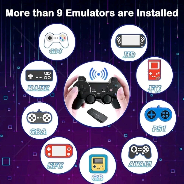 Patna Toys 4K Ultra HD TV Video Games Console Stick 2.4g Wireless Gamepad Controller USB Built-in 21000+ Classic Wireless Console Stick 8 Bit Mini Retro Controller HDMI Output Dual Player Plug in Play


