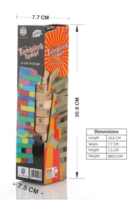Chanak 's Little Heaven Wooden Building Blocks Puzzle 54 Pcs Challenging 4pcs Dice Wooden Stacking Game Maths,Tumbling Tower 54 Pcs with 4 Dices Game for Adults and Kids