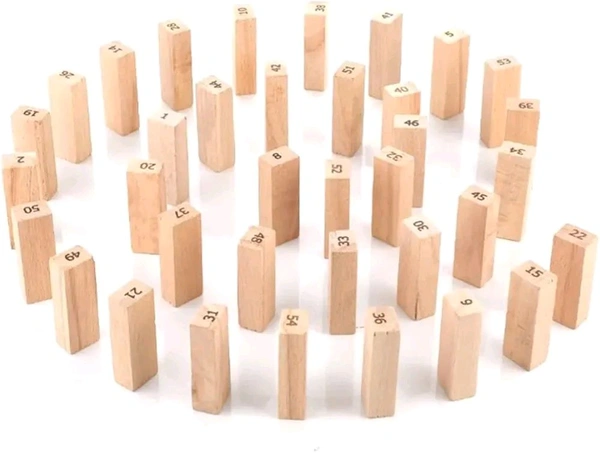 Chanak 's Little Heaven Wooden Building Blocks Puzzle 54 Pcs Challenging 4pcs Dice Wooden Stacking Game Maths,Tumbling Tower 54 Pcs with 4 Dices Game for Adults and Kids
