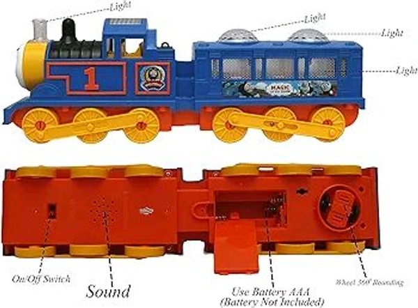  Patna Toys Magic Little Train Engine Toy with Cartoon Face || Flashing Lights & Sound|| Multiolour