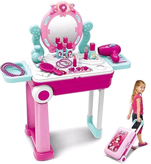 Patna Toys Makeup Kit for Girls Toys, Beauty Set for Kids Girls, All Makeup Set Accessories for Kids Girls (Makeup Set Travel Trolley Bag), Multicolor
