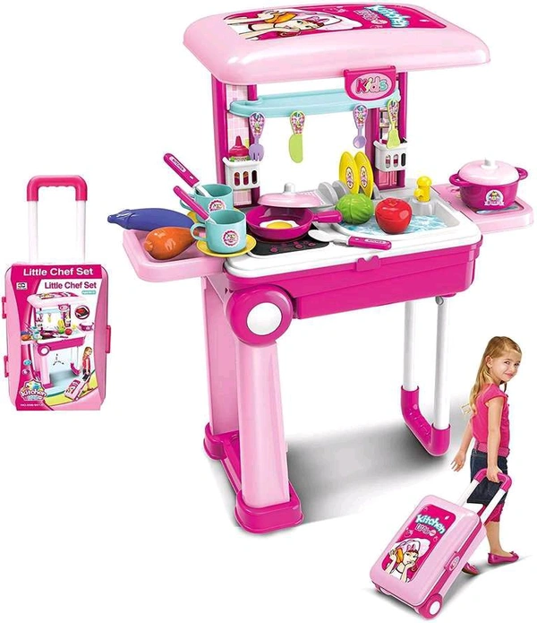 Patna Toys 2 in 1 Kitchen Set for Kids, Portable Pretend Play Toys

