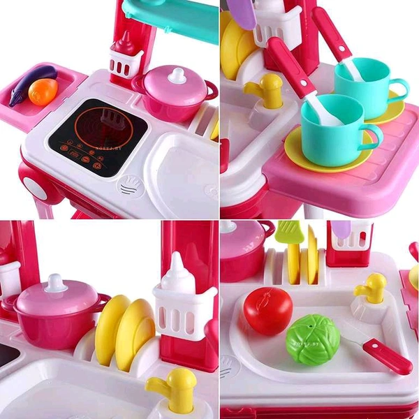 Patna Toys 2 in 1 Kitchen Set for Kids, Portable Pretend Play Toys

