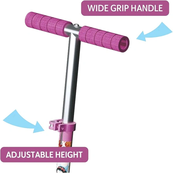 Skoodle Disney Princess 2 Wheel Kick Scooter, Foldable & Height Adjustable, Slip Resistant Deck, Scooter for Kids 3+ Years, Pink