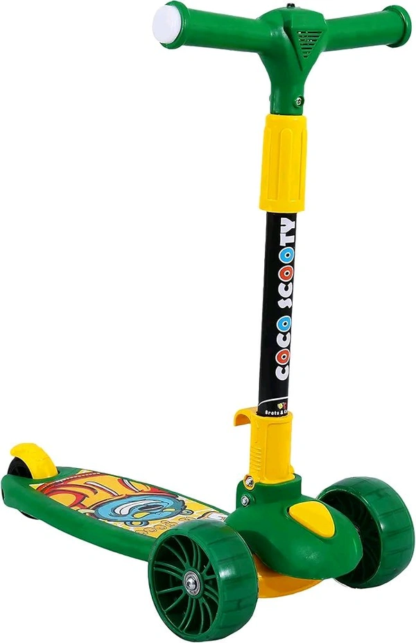 Coco Jumbo Scooter for Kids 2 Wheels Steel Frame Large Foldable & Height Adjustable with Suspension Brake 2 Wheels Skate (Weight Capacity Up to 50 Kgs, Age 3+ years Boys & Girls) (Green) 