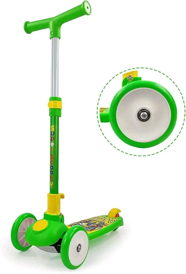 Super Scooty for Kids,Skate Scooter for Kids,with Foldable and Height it Wheel has a LED Light,Weight (Green)