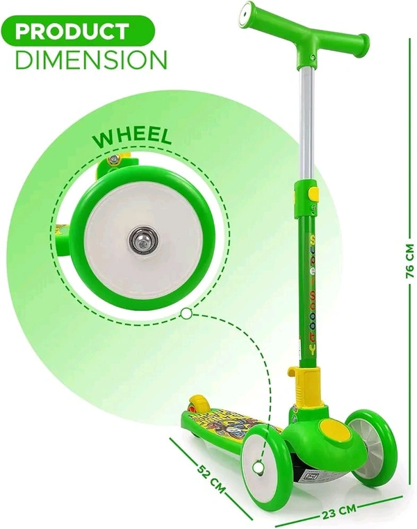 Super Scooty for Kids,Skate Scooter for Kids,with Foldable and Height it Wheel has a LED Light,Weight (Green)