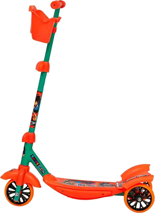 Smart Kid Kick Scooter for Kids | 3 Adjustable Height Scooter, Foldable & Attractive | PVC Wheels with Rare Brakes for Boys & Girls | Age Upto 3+ Years (Orange)
