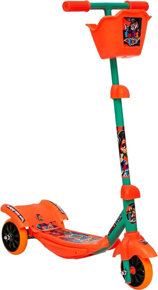 Smart Kid Kick Scooter for Kids | 3 Adjustable Height Scooter, Foldable & Attractive | PVC Wheels with Rare Brakes for Boys & Girls | Age Upto 3+ Years (Orange)