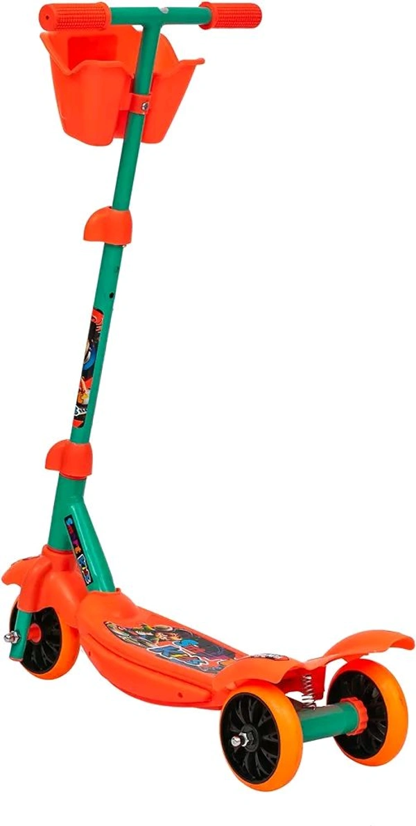 Smart Kid Kick Scooter for Kids | 3 Adjustable Height Scooter, Foldable & Attractive | PVC Wheels with Rare Brakes for Boys & Girls | Age Upto 3+ Years (Orange)