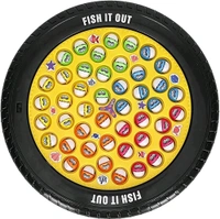Patna Toys Musical Rotating Tyre Fishing Game Toy with 45 Fishes and 4 Poles for Kids - 4 Players (Yellow)
