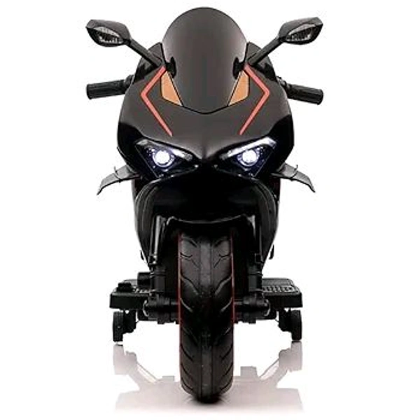 HOT GARAGE Hot Garage Kids Battery Operated Power Riding Motorcycle LB 424L, Ride-on Electric Motorbike with Support & Lighting Wheels, Sit & Drive Toy Gift for Boys Girls, Best Toddler Bike 3-10 Yrs (Black)