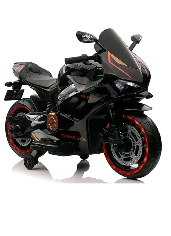 HOT GARAGE Hot Garage Kids Battery Operated Power Riding Motorcycle LB 424L, Ride-on Electric Motorbike with Support & Lighting Wheels, Sit & Drive Toy Gift for Boys Girls, Best Toddler Bike 3-10 Yrs (Black)