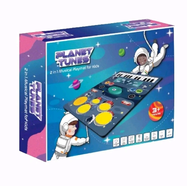  Patna Toys Tune Drum & Piano Combo Educational Musical Play Mat with 8 Musical Instruments Piyano Band Magic Kit 24-Key Keyboard, Built-in Speaker, Record Function- Multi Color
