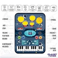  Patna Toys Tune Drum & Piano Combo Educational Musical Play Mat with 8 Musical Instruments Piyano Band Magic Kit 24-Key Keyboard, Built-in Speaker, Record Function- Multi Color