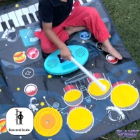  Patna Toys Tune Drum & Piano Combo Educational Musical Play Mat with 8 Musical Instruments Piyano Band Magic Kit 24-Key Keyboard, Built-in Speaker, Record Function- Multi Color