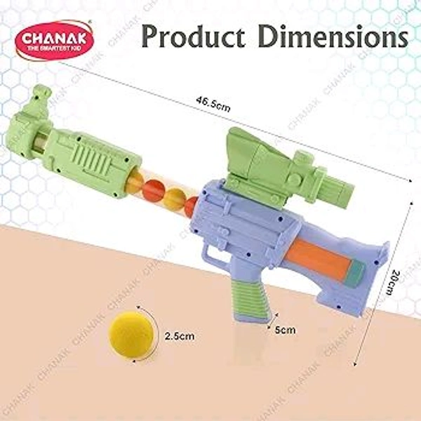 Chanak Space Explorer Pneumatic Gun Include 12 Orange & 12 Yellow Soft Foam Ball, for Indoor Outdoor Use Safe for Boys Girls, Above 5+ Age, BIS Approved