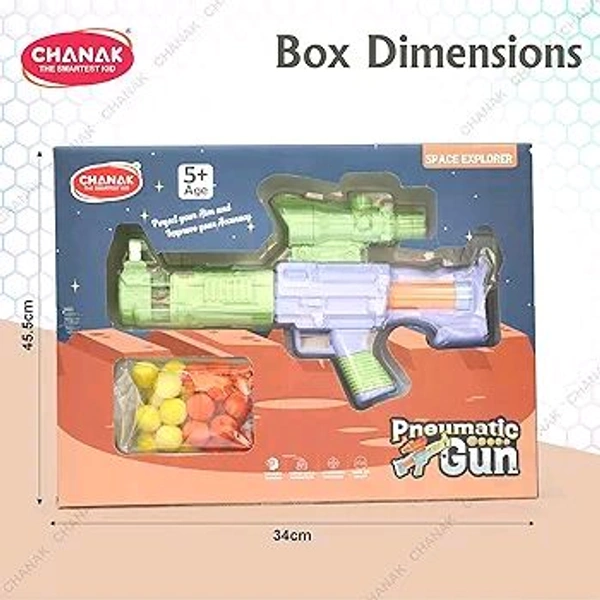 Chanak Space Explorer Pneumatic Gun Include 12 Orange & 12 Yellow Soft Foam Ball, for Indoor Outdoor Use Safe for Boys Girls, Above 5+ Age, BIS Approved