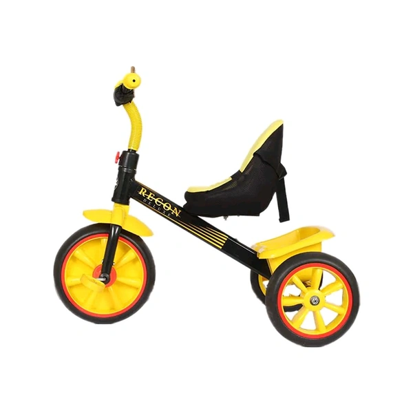Patna Toys Tricycle with Cushioned Seat, Storage Basket and Safety Belt for Toddlers (Yellow)