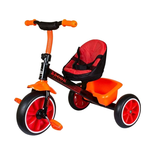 Patna Toys Tricycle with Cushioned Seat, Storage Basket and Safety Belt for Toddlers (Red)
