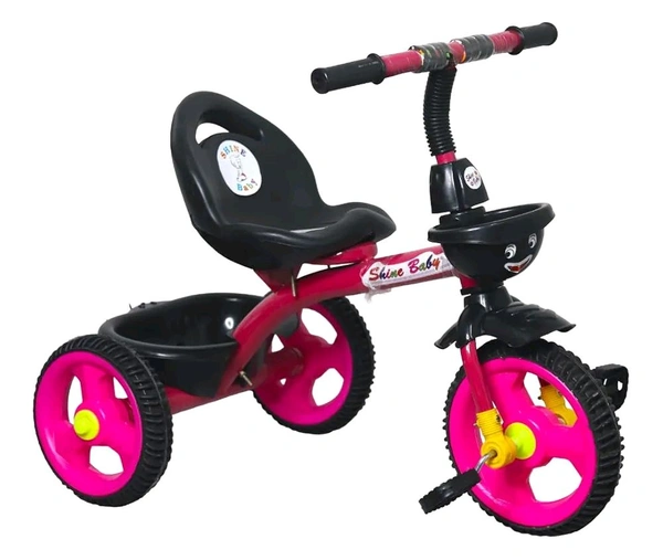 Kids Rambo Toy Tricycle for 2-5 Years | Heavy Duty Metal Body | Dual Storage Basket Trike | Pedal Trike for Boys & Girls | Safe & Durable Design | Indoor & Outdoor Toy Tricycle (Pink)