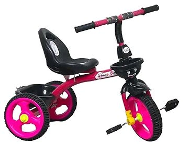 Kids Rambo Toy Tricycle for 2-5 Years | Heavy Duty Metal Body | Dual Storage Basket Trike | Pedal Trike for Boys & Girls | Safe & Durable Design | Indoor & Outdoor Toy Tricycle (Pink)