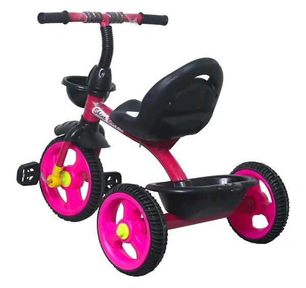 Kids Rambo Toy Tricycle for 2-5 Years | Heavy Duty Metal Body | Dual Storage Basket Trike | Pedal Trike for Boys & Girls | Safe & Durable Design | Indoor & Outdoor Toy Tricycle (Pink)