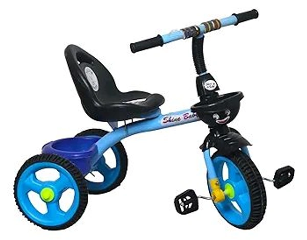 Kids Rambo Toy Tricycle for 2-5 Years | Heavy Duty Metal Body | Dual Storage Basket Trike | Pedal Trike for Boys & Girls | Safe & Durable Design | Indoor & Outdoor Toy Tricycle (Blue)