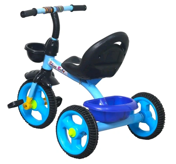 Kids Rambo Toy Tricycle for 2-5 Years | Heavy Duty Metal Body | Dual Storage Basket Trike | Pedal Trike for Boys & Girls | Safe & Durable Design | Indoor & Outdoor Toy Tricycle (Blue)