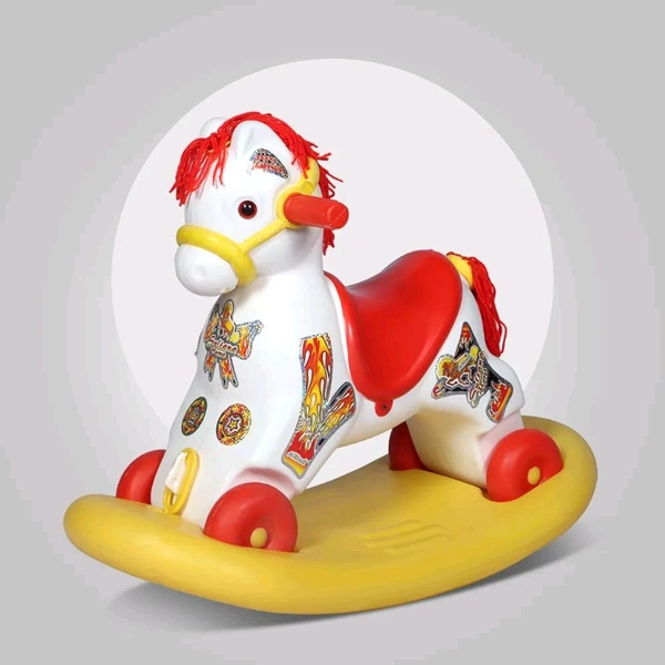 Sultana Horse Rider for Kids 1-3 Years Old 2-in-1 Rocker/Ride-Ons & Wagons Non Battery Operated Rideon (Red & White)
