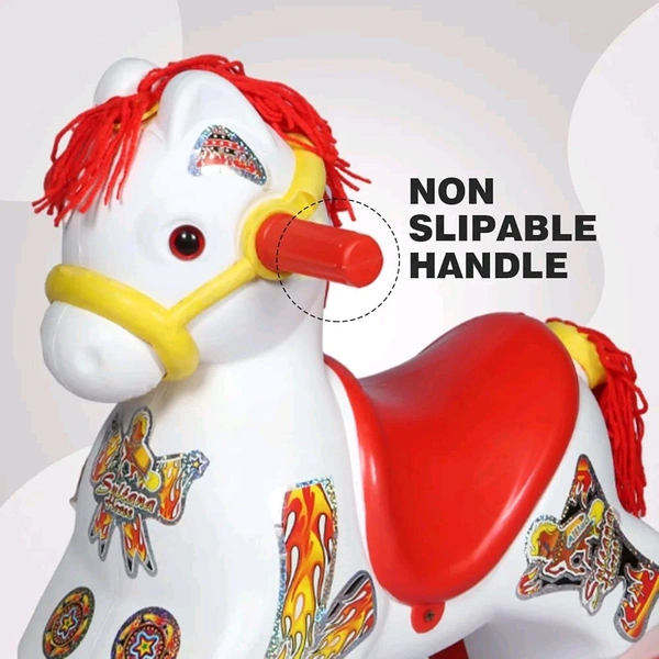 Sultana Horse Rider for Kids 1-3 Years Old 2-in-1 Rocker/Ride-Ons & Wagons Non Battery Operated Rideon (Red & White)