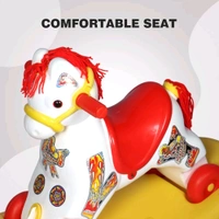 Sultana Horse Rider for Kids 1-3 Years Old 2-in-1 Rocker/Ride-Ons & Wagons Non Battery Operated Rideon (Red & White)